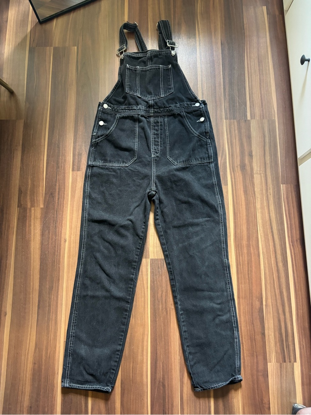 Streetwear Society Black Denim Relaxed Overalls